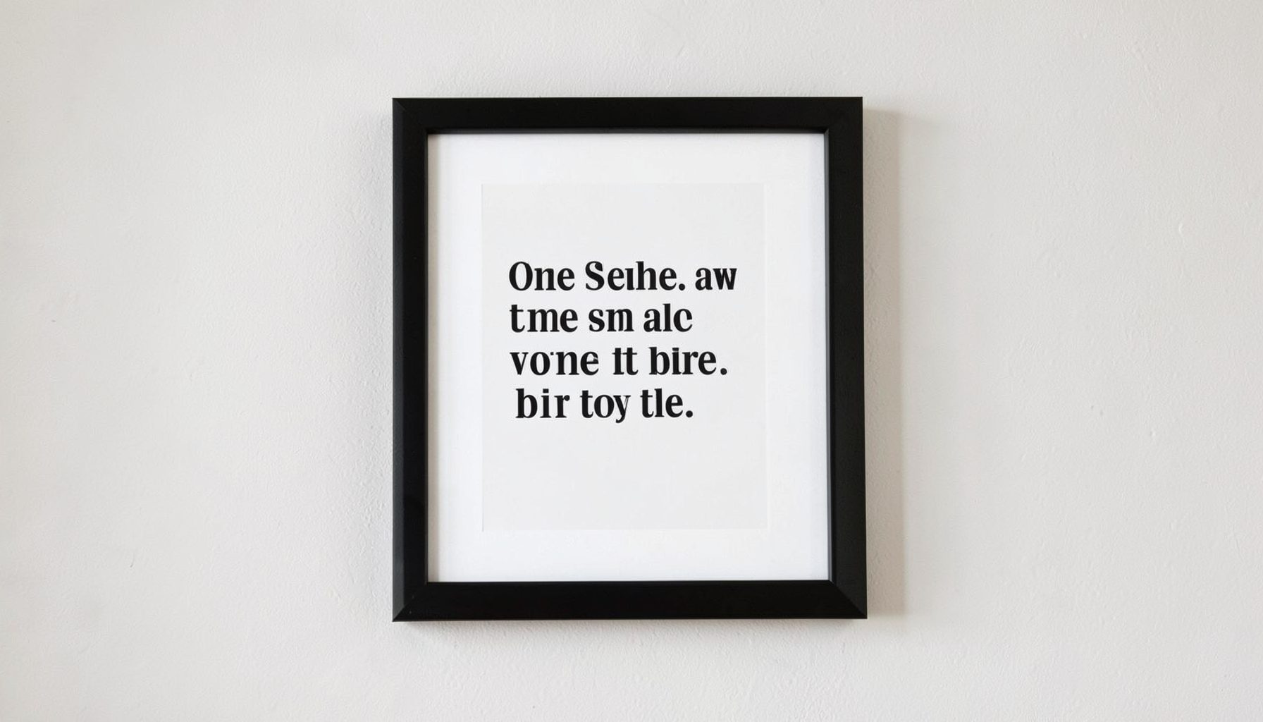 Framed kitchen-themed quote print in a simple black frame on a light wall