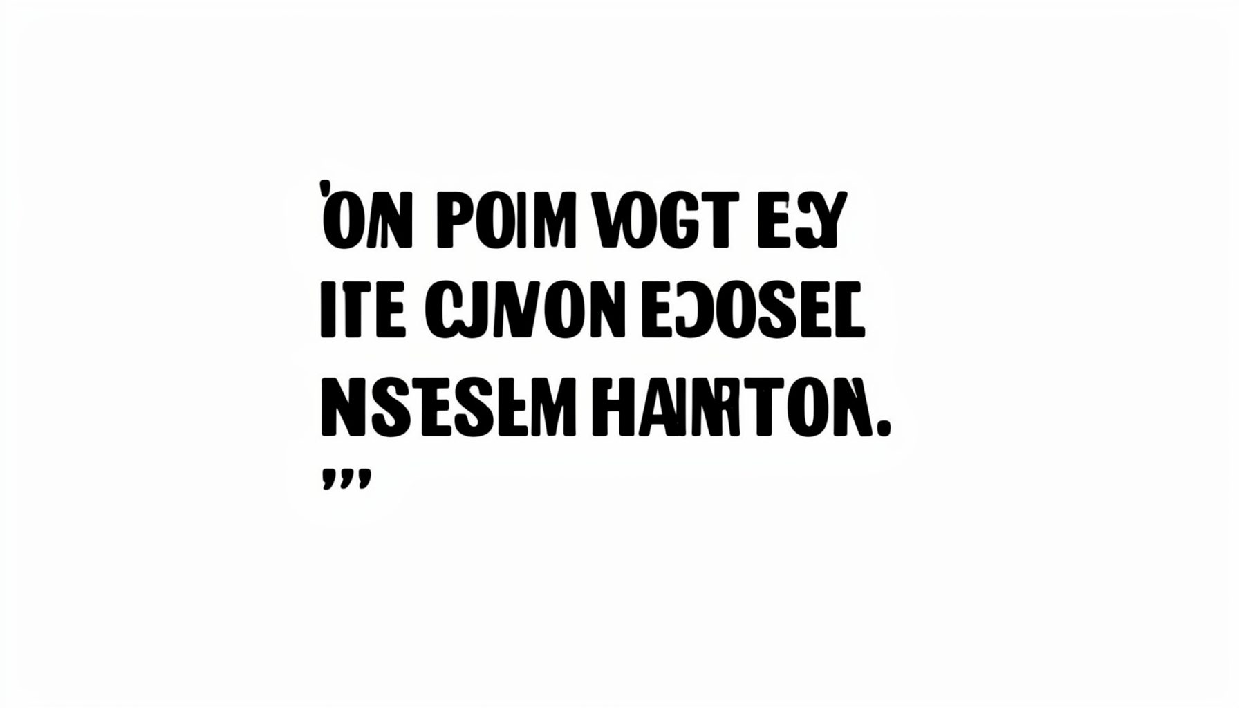 Minimalist typography quote poster with bold black lettering on a white background