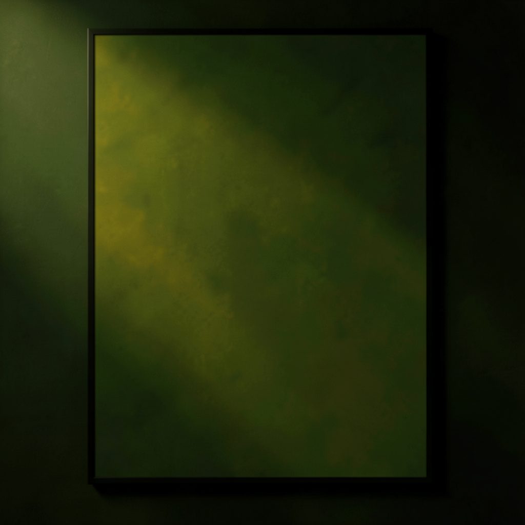 Movie-inspired quote poster with soft cinematic lighting in deep green and mustard color palette
